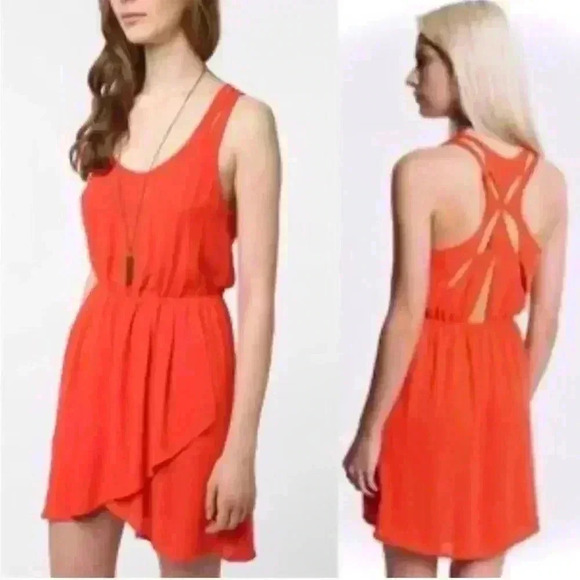 Urban Outfitters Silence + Noise Bright Orange Sleeveless Cutout Mini Dress - Picture 1 of 5